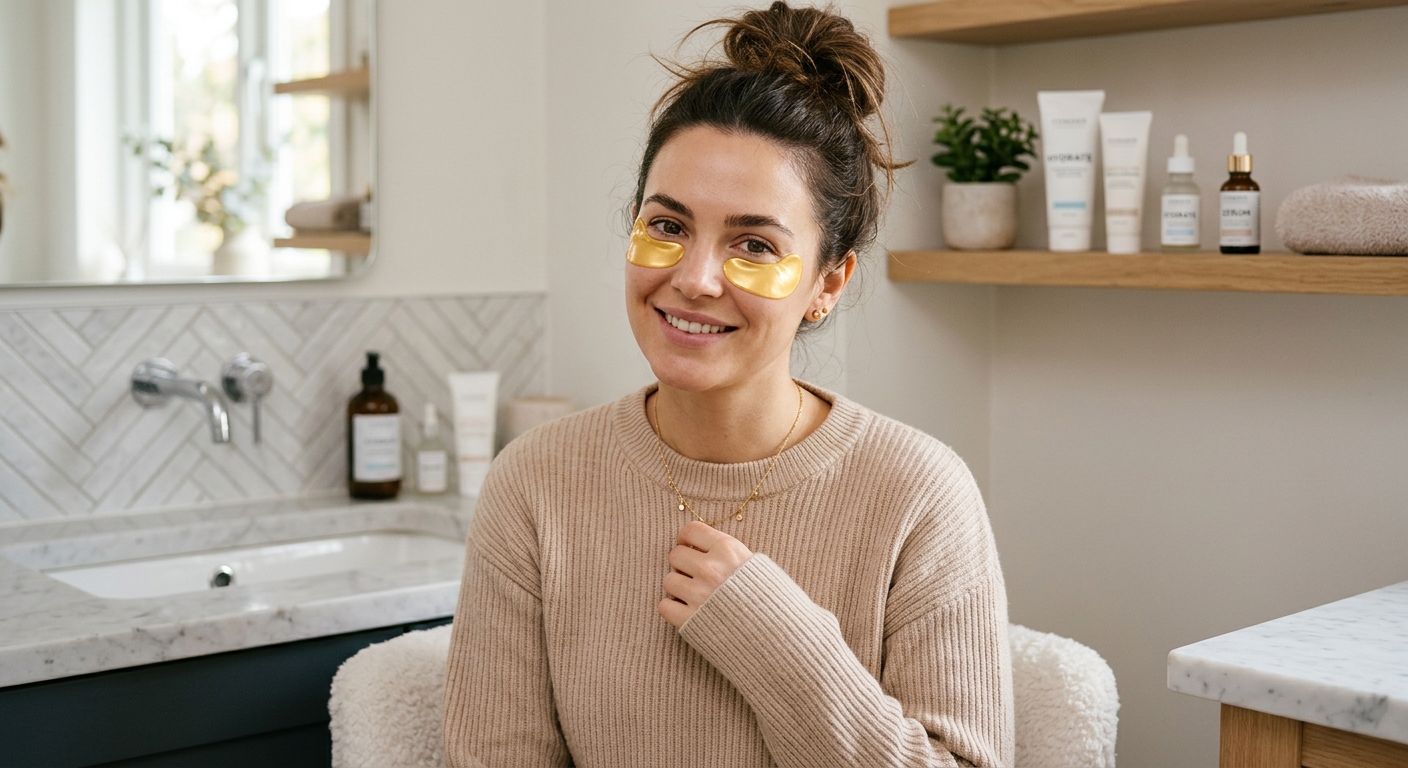 Gold eye patches cozy setting