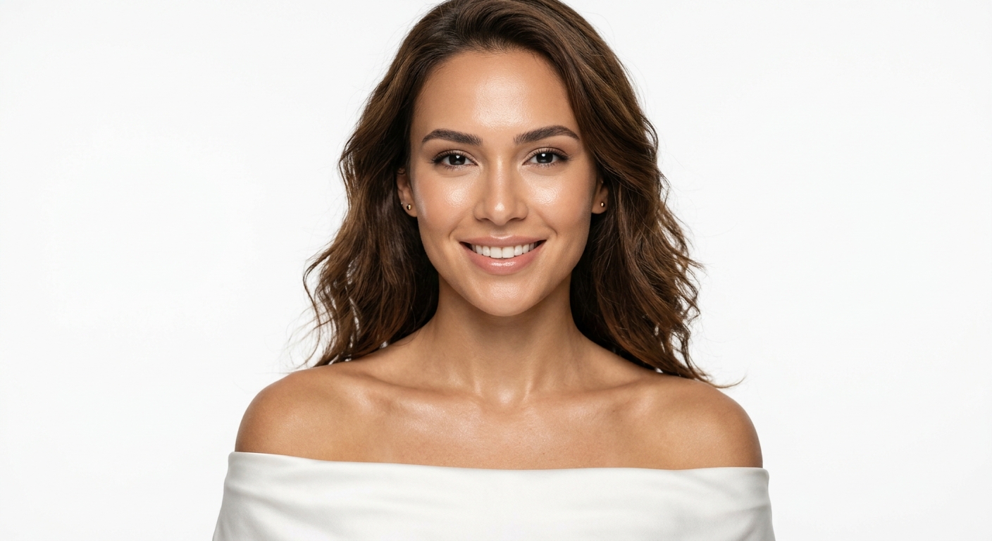 Confident woman clear skin